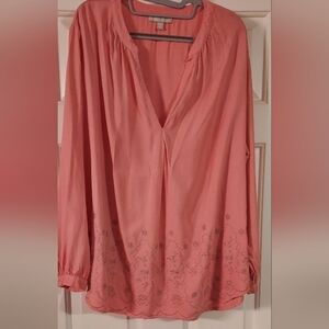 WOMAN Within Embroidered V-neck Long Sleeve Tunic Blouse Size 1X.